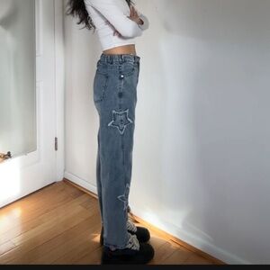 Women's Blue Jeans with Star Design